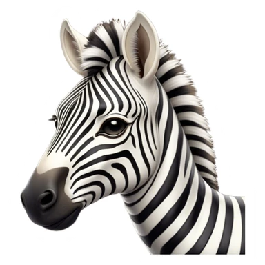 Cinematic Noble Zebra Portrait Emoji, Poised and regal, with a lean, elegant build and a striking Fur of bold black and white stripes, deep-set soulful piercing eyes, Simplified yet sharp and sophisticated features, highly detailed, glowing with a soft, dignified glow, high shine, intelligent and graceful, stylized with an air of savannah chic, focused and attentive, soft glowing outline, capturing the essence of a watchful and confident equine, so majestic it feels as though it could gallop out of the screen with effortless authority! sticker