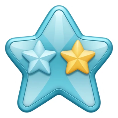 Create a simple, modern verification badge icon. The badge should have a soft, rounded star-like shape with two halves—one light cyan and one light blue—split vertically. In the center, include a bold white checkmark. sticker