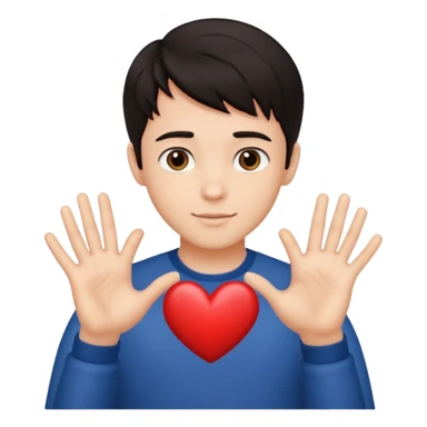 Un garçon beau qui fait un cœur avec des cheveux noir sticker