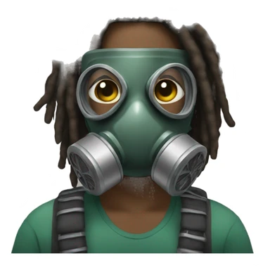 a african american person with dread lock wearing a gas mask sticker