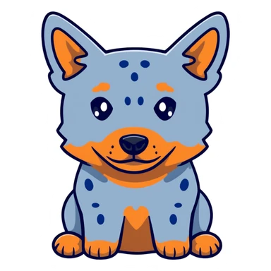 cute blue heeler cattle dog head with characteristic blue-gray speckled coat and alert expression sticker