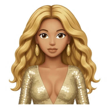 Beyonce Silhouette with long golden blonde hair, ivory sequin outfit  sticker