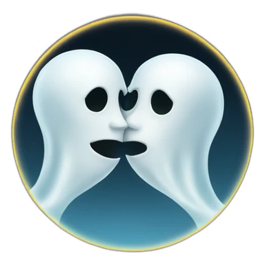 a female ghost and a male ghost kissing in a Ying and yang sticker