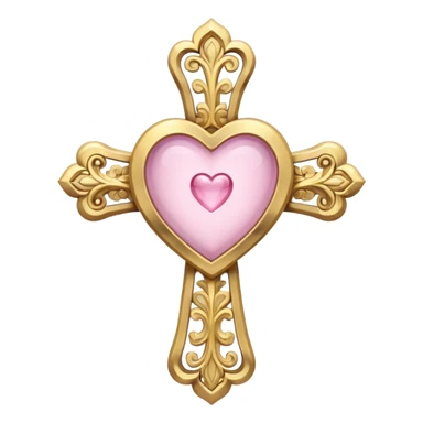 Russian orthodox cross with light pink heart in middle sticker