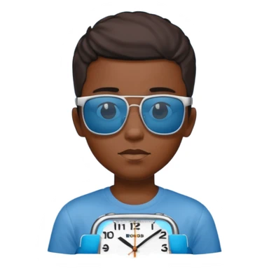 Un garçon noir avec des lunettes de soleil un peu bleu avec un cadran plutôt carré et SANS QU’ON VOIT SES YEUX. Et au dessus de sa tête il y a écrit BOUSs on dois pas voir ses yeux sticker