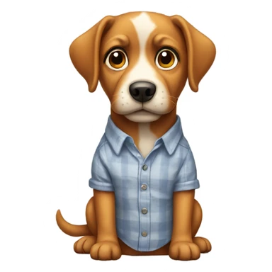 A dog wearing a shirt sticker