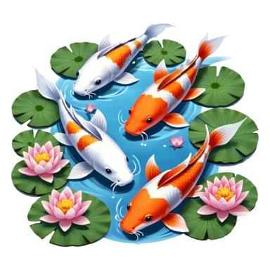 romantic koi and lotus pond sticker