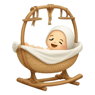 Newborn in a rattan cradle sticker