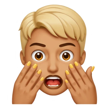 Emoji biting teeths together, while biting his nails. Make itlook afraid. sticker