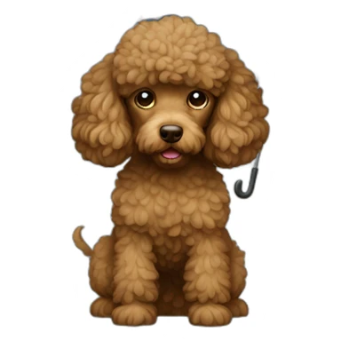 Brown poodle under the rain sticker