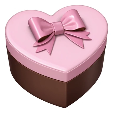 pale pink heart box, pale pink bow, filled with chocolates inside sticker