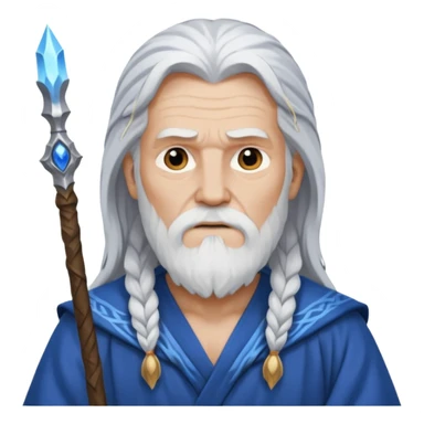 Odin, Wisdom God from Norse Mythology with long white hair, blue and grey outfit sticker