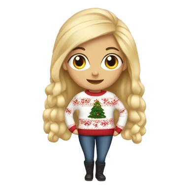 blonde girl cozy christmas sweater sticker