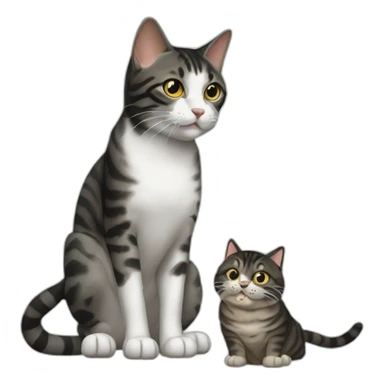 Black mackerel tabby cat eating a dog sticker