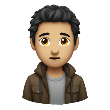 Sad boy long dark hair sticker