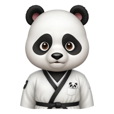 cute panda doing karate portrait, head and shoulders only, wearing white gi uniform, black belt visible, determined face, 3D cartoon, mobile game icon style, clean background, no text, no watermark
 sticker