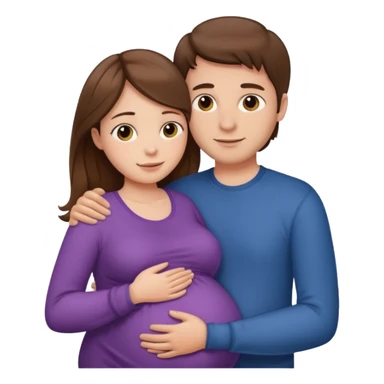 "Couple of lovers. A Pregnant Woman with long brown hair and fair skin. And man with short brown hair and fair skin. Hugging each other." sticker