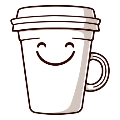 cute coffee cup with smiley face sticker