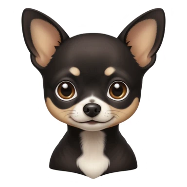 Very Dark black Chihuahua with white markings On the neck sticker