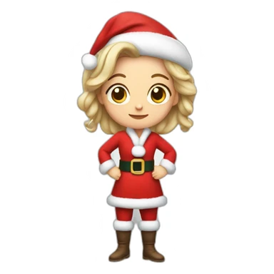 white woman with hair tied dressed as santa for christmas who strikes the pose full height sticker