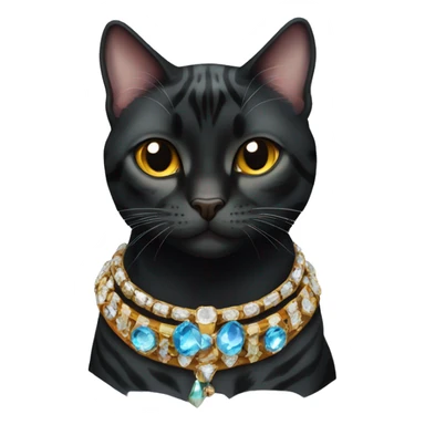 Black bengal cat with jewel collar sticker