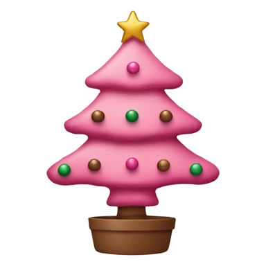pink christmas tree with coffee colored ornaments sticker