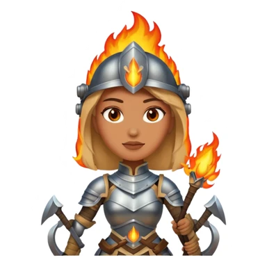 woman fire armored warrior sticker