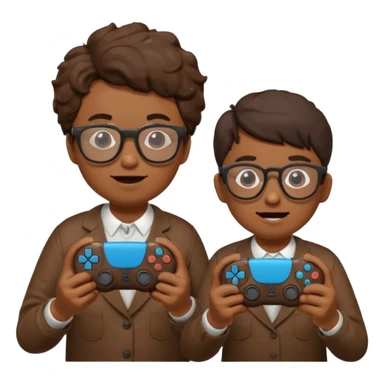 Two poops wearing glasses and each on holding ps5 controller sticker