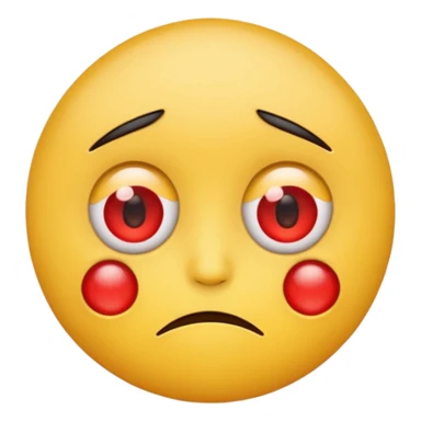 An emoji with red round eyes  with tired face! sticker