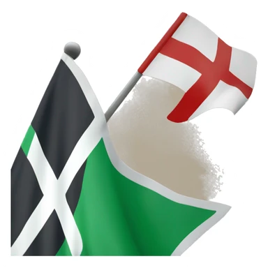 a flag that in the background has red color. In front of that color there is an saltire green colored. finally, has a white colores cross sticker