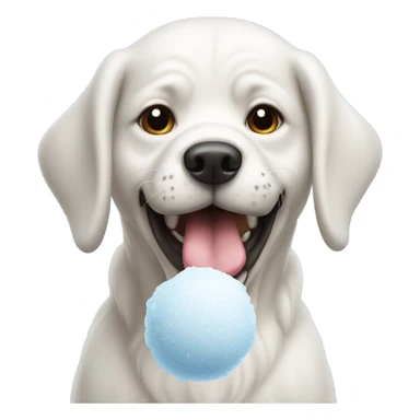 Dog with a snowball in its mouth sticker