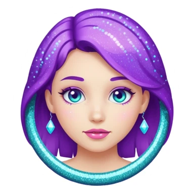 1 human girl Glitter purple and cian inner circle sticker