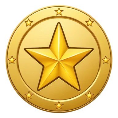 Gold star coin emoji in a circle sticker