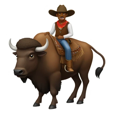 Cowboy riding bison sticker
