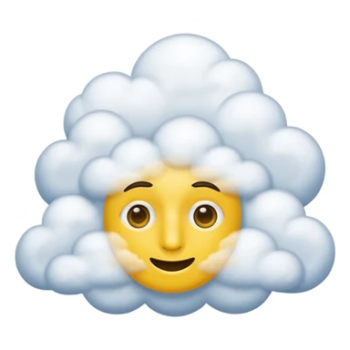 No mouth face in clouds a yellow circle remove nose and remove a white eyes sticker
