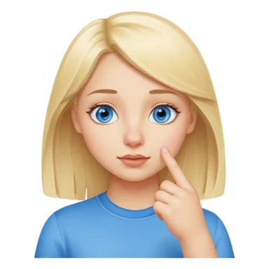 put a finger on the nose but In a cute way, bye a blond girl with blue yes  sticker