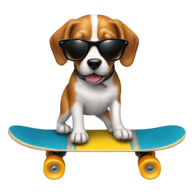 Beagle wearing sunglasses riding a skateboard sticker