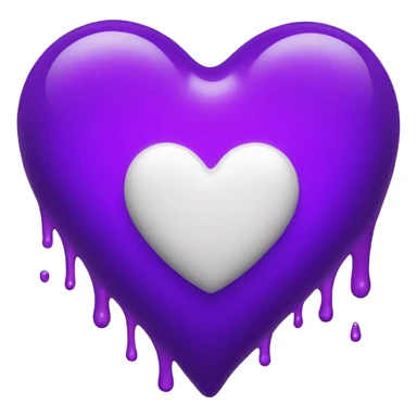 White heart covered in purple liquid sticker