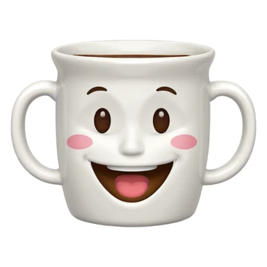 Coffee mug with closed mouth smile sticker