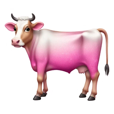 Pink ombre full body cow with glitter  sticker