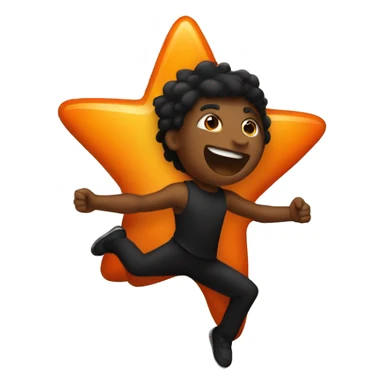 jumping star half black, half orange burnt sticker