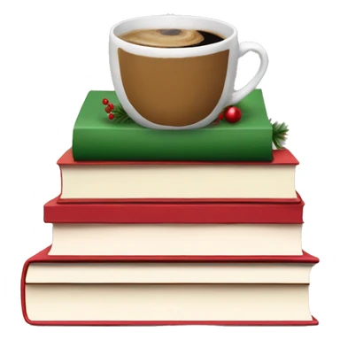 Christmas book stack with coffee on top sticker