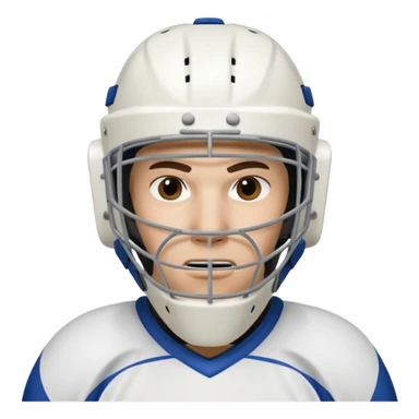 ice hockey goalie portrait, head and shoulders only, wearing goalie mask and helmet, padded jersey collar, holding goalie stick, focused intense expression, 3D cartoon style, mobile game icon style, clean background, no text, no watermark

 sticker