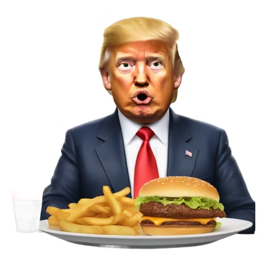 Donald trump eating a burger on a jet fighter  sticker