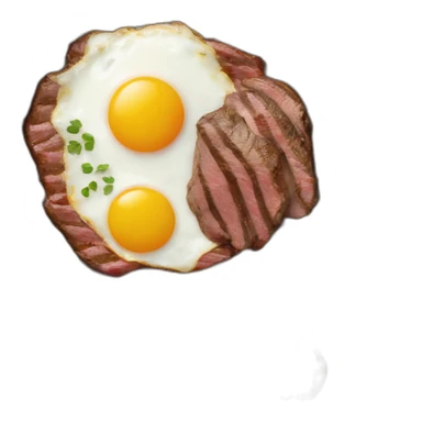 Frying pan with steak and eggs sticker
