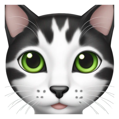 Black and white cat with green eyes and black chest spot sticker
