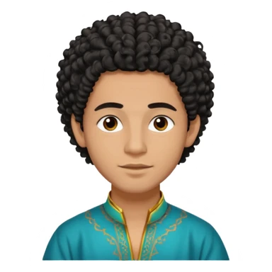 Young man with black curly hair cascade Haircut and light dark skin, moroccan / amazingh race sticker