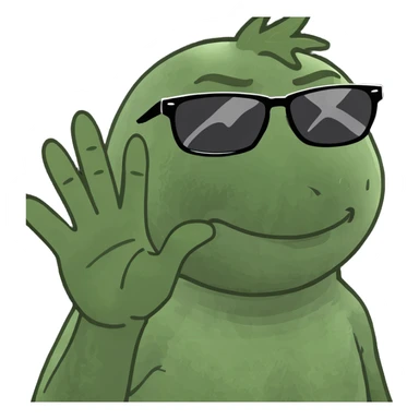 a man waving with his hand tilted forward sticker