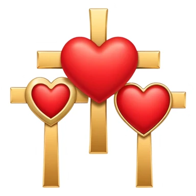 Two red heart outlines united by a gold cross  sticker