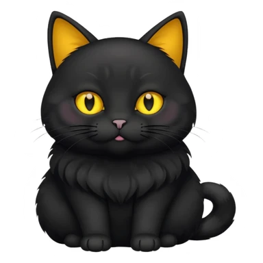 Un gato negro gordito con los ojos de color amarillos sentado sticker